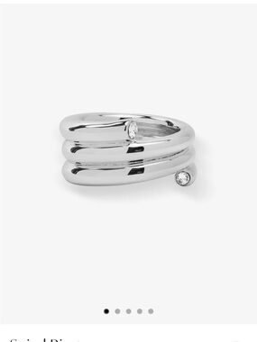 Melinda Maria Silver Spiral Ring with Diamondettes, Size 10
